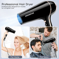 Fohn - Haardroger - Ionische Föhnr - 2400W - Zwart - Aigostar •