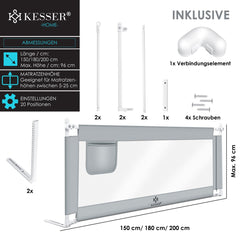 KESSER® bedhekje - Bedhek Kinderbedhek voor kinderen Baby bedhek Valbeveiligingsbed voor Bed & boxspring - 180cm, Roze