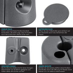 KESSER® Gewichten voor Partytent en Paviljoen - Set van 4 - Antraciet