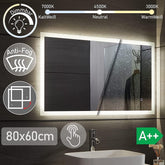 Badkamerspiegel met verlichting - Wandspiegel - 80x60 cm - Aquamarin