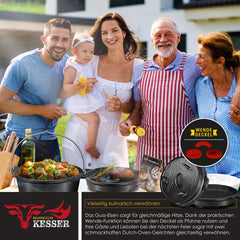 KESSER® Dutch Oven Set - 9L - Vuurpan - Stoofpan - Gietijzeren pan