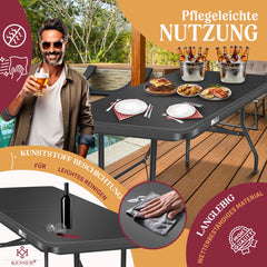 KESSER® Inklapbare Tafel - Campingtafel - Klaptafel - 183x76cm - Antraciet •