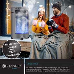 KESSER® Gaskachel keramisch 4200 Watt - incl. gasslang en beschermhoes - Grijs •
