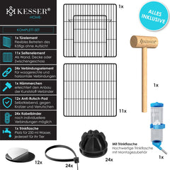 KESSER® Konijnenren - Konijnenhok - 36x144x72 cm - Zwart •
