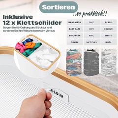 KESSER® Wasmand met Deksel - Opvouwbare Wasbox - Wassorteerder met Uitneembare 3x Waszakken inclusief wasinstructies - Wit, 140 liter