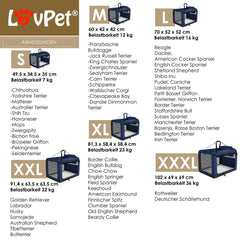 Reisbench hond - Draagtas hond - Transportbox - 93x63x63 cm - Blauw