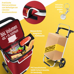 KESSER® Boodschappentrolley - Boodschappenwagen - 56L - tot 50kg - Rood