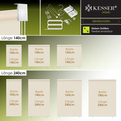 KESSER® Klemluifel - Balkonluifel - Rolgordijn - 100x240cm - Beige