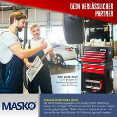 Masko® Werkplaatswagen - Gereedschapswagen - 9 vakken - Rood