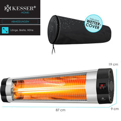 KESSER® Terrasverwarmer - Draaibaar - Verstelbaar - 2500W - Zilver •