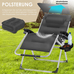 Tuinstoel - Ligstoel - Verstelbaar - Opvouwbaar - Antraciet - KESSER®