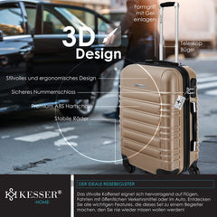 KESSER® Reiskofferset - 4-delig - ABS- Kofferset - Champagne