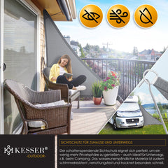 KESSER® Schaduwdoek 4.2x4.2x6m - Zonnezeil - Driehoek - Waterafstotend - Grijs