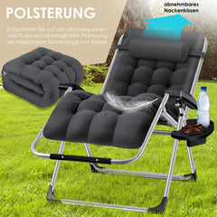 Tuinstoel - Ligstoel - Verstelbaar - Opvouwbaar - Antraciet - KESSER®