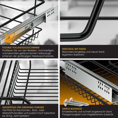 KESSER® Keukenlade / Telescopische lade / Keukenkast / Mand uittrekbaar / Kast uittrekbaar / Volledig uittrekbaar / Lade - 1x 50cm - Zwart