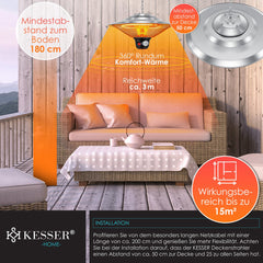 KESSER® Terrasverwarmer - Voor plafond - 1500W - Zilver