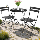 Bistroset - Tuinset 2 persoons - Tuinstoelen met tafel - Crème - Tectake® •