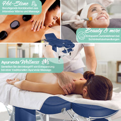 KESSER® Massagetafel inklapbaar 180x61x90cm | Behandeltafel 225kg Draagvermogen & In Hoogte Verstelbaar | Mobiele Massagebank 3-Zone | Aluminium Massagebed met Hoofdsteunen Armsteunen & opbergtas - Marineblauw