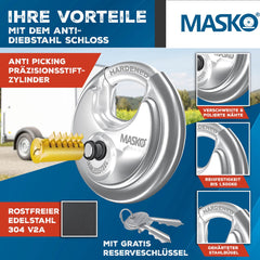 MASKO® Aanhangerslot met scharniersysteem - Diefstalbeveiliging - Antraciet