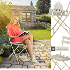 Bistroset - Tuinset 2 persoons - Tuinstoelen met tafel - Crème - Tectake®