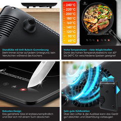 Inductie Kookplaat vrijstaand - Elektrische kookplaat - 2100W - Zwart - KESSER®