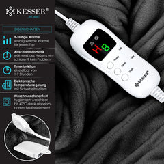 KESSER® Elektrische deken - Warmtedeken - 200x180cm - Donkergrijs