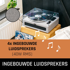 Lenco Platenspeler met Bluetooth - Vier ingebouwde Speakers 40W RMS - LS-440GY - Grijs •