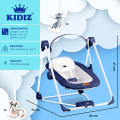 Wipstoel - Babyschommel - Baby Swing - max 9kg - Blauw - KIDIZ®