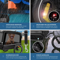 Hondenfietskar - Hondenkar - Fietskar hond - tot 40 kg - Zwart