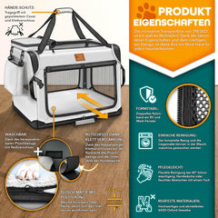 Reisbench hond - Draagtas hond - Transportbox - 61x42x42 cm - Grijs - TRESKO