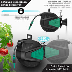 Wandslangenbox - Tuinslanghaspel - Tuinslang met haspel - 30 meter - Zwart