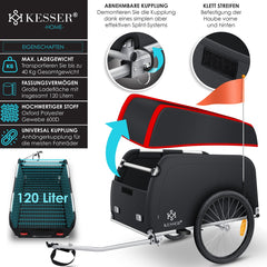 Fietskar - Fietsaanhanger - tot 40 kg - Rood