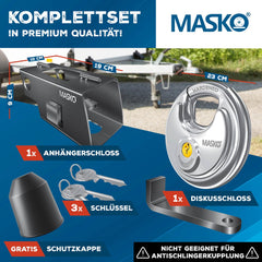 MASKO® Aanhangerslot met scharniersysteem - Diefstalbeveiliging - Antraciet