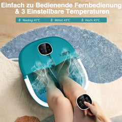 COSTWAY Inklapbaar Voetbad Massage met Warmte, Voetspa met Afstandsbediening, Vibratiebubbels, Rollen Massage, Medicijndoos, Puimsteen en 3 Regelbare Temperatuur