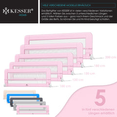 KESSER® bedhekje - Kinderbedhek - Bedhek - Babybedhek Valbeveiligingsbed voor Bed & boxspring - 200 cm, Roze