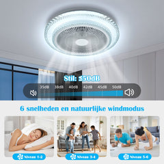Plafondventilator met verlichting - Plafondlamp met ventilator - Dimbaar - Ø49cm - Aigostar
