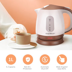 Waterkoker - Elektrisch - 1L - 1100W - Wit