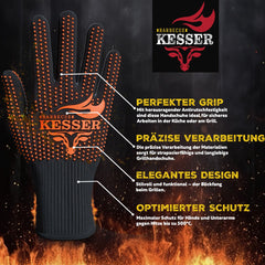 Ovenwanten - Ovenhandschoenen - Zwart - XXL - KESSER®