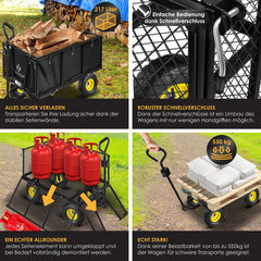 KESSER® Tuinkar - Bolderkar - 550 kg belastbaar - Zwart