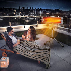 Terrasverwarmer - Infrarood Verwarming - Elektrisch - Heater - 2500W - Zilver - TRESKO® •