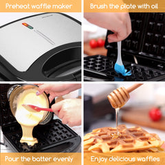 Wafelijzer - Wafelmaker - 2 Wafels - 750W - RVS - Aigostar