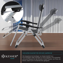 Tuinstoel - Ligstoel - Verstelbaar - Opvouwbaar - Antraciet - KESSER®