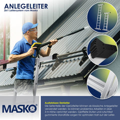 MASKO® Kamersteiger Aluminium - Multifunctionele Ladder - Zilver