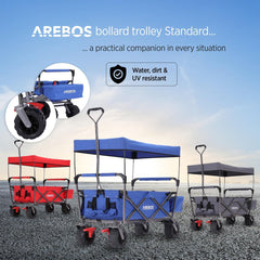 AREBOS Standaard Bolderkar Opvouwbare - Bolderkar Luchtbanden - met Dak - Strandkar - Blauw