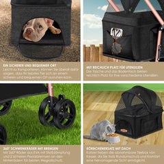 LOVPET® Hondenbuggy 2in1 Huisdieren - Wandelwagen - Zwart •