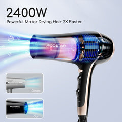 Fohn - Haardroger - Ionische Föhnr - 2400W - Zwart - Aigostar •