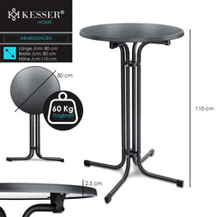 Statafel - Bartafel - Statafelrok - Partytafel - 110cm - Zwart - KESSER®