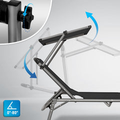 Ligbed - Ligstoel - Zonnebed - Opvouwbaar - Grijs - Tillvex®