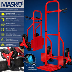 Masko® Steekwagen - Opvouwbaar - Transportwagen - Trappenklimmer - Rood