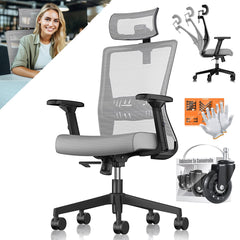 KESSER® Ergonomische Bureaustoel - Gamestoel - Office Chair - Grijs